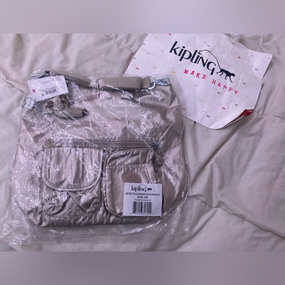 Kipling gleaming gold metallic bag NWT!!